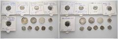 Medieval Coins Lots o.J. Augsburg. Halbbrakteat (St. 51; vz); Ingolstadt. Pfennig des Otto III. und Pfennig des Rudolf I. Landshut. Pfennig des Heinrich XVI. (3); München. Pfennig des Ernst I. mit Ado