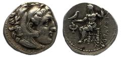 Ancient Greek Alejandro III "el Grande", 336-323 a.C. Dracma. (Price 2637). Acuñado bajo Filipo III Arrhidaios, Sardes, c. 323-319. Cabeza de Heracles a la derecha, con un tocado de piel de león. Rev.