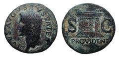 Roman Empire Divo Augusto. As. Unidad. 22-30 d.C. Roma. (Ric-I 81 (Tiberio)). (Bmcre-146 (Tiberio)). (C-228). Anv.: D(IVVS A)VGVSTVS PATER. Cabeza radiada a la izquierda. Rev.: Recinto del altar con p