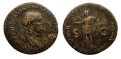 Roman Empire Vespasiano. Sestercio. 71 d.C. Roma. (Ric-II 1.190). (Bmcre-660/63). (C-419). Anv.: IMP VESPASIAN AVG P M TR P P P COS III, Cabeza laureada a la dere-cha. Rev.: ROMA. Roma en pie de frent