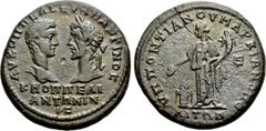 Roman Provincial Coins MOESIA INFERIOR. Marcianopolis. Macrinus with Diadumenian (217-218). Ae Pentassarion. Pontianus, legatus consularis. Obv: AV K OΠΠEΛ CEVΗ MAKPINOC K M OΠΠEΛΙ ANTΩNINOC. Bare hea