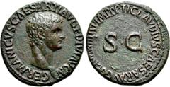 Roman Imperial Coins GERMANICUS (Died 19). As. Rome. Struck under Claudius. Obv: GERMANICVS CAESAR TI AVG F DIVI AVG N. Bare head right. Rev: TI CLAVDIVS CAESAR AVG GERM P M TR P IMP P P. Large S C. R