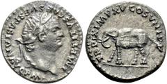 Roman Imperial Coins TITUS (79-81). Denarius. Rome. Obv: IMP TITVS CAES VESPASIAN AVG P M. Laureate head right. Rev: TR P IX IMP XV COS VIII P P. Elephant advancing left. RIC² 115. Condition: Very fin
