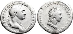 Roman Imperial Coins TRAJAN (98-117). Denarius. Rome. Obv: IMP CAES NER TRAIAN OPTIM AVG GERM DAC. Laureate and draped bust of Trajan right. Rev: PARTHICO P M TR P COS VI P P S P Q R. Radiate and drap