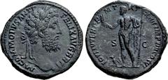 Roman Imperial Coins COMMODUS (177-192). Sestertius. Rome. Obv: M COMMODVS ANT P FELIX AVG BRIT. Laureate head right. Rev: IOVI IVVENI P M TR P XIIII IMP VIII COS V P P. Jupiter standing left, holding