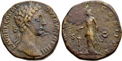 Roman Imperial Coins COMMODUS (177-192). Sestertius. Rome. Obv: L AVREL COMMODVS AVG TR P IIII. Laureate head right. Rev: IMP III COS II P P / S - C. Minerva standing left, extending right hand over l