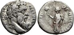 Roman Imperial Coins PERTINAX (193). Denarius. Rome. Obv: IMP CAES P HELV PERTIN AVG. Laureate head right. Rev: PROVID DEOR COS II. Providentia standing left, raising one hand toward star to upper lef