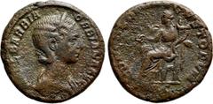 Roman Imperial Coins ORBIANA (Augusta, 225-227). As. Rome. Obv: SALL BARBIA ORBIANA AVG. Diademed and draped bust right. Rev: CONCORDIA AVGVSTORVM / S C. Concordia seated left, holding patera and corn