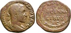 Roman Imperial Coins MAXIMINUS THRAX (235-238). Sestertius. Rome. Obv: IMP MAXIMINVS PIVS AVG. Laureate, draped and cuirassed bust right. Rev: VOTIS / DECENNA / LIBVS / S C. Legend in wreath. RIC 75. 