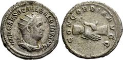 Roman Imperial Coins BALBINUS (238). Antoninianus. Rome. Obv: IMP CAES D CAE L BALBINVS AVG. Radiate, draped and cuirassed bust right. Rev: CONCORDIA AVGG. Clasped hands. RIC 10. Condition: Very fine.