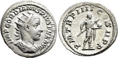 Roman Imperial Coins GORDIAN III (238-244). Antoninianus. Rome. Obv: IMP GORDIANVS PIVS FEL AVG. Radiate, draped and cuirassed bust right. Rev: P M TR P IIII COS II P P. Gordian advancing right in mil
