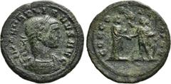 Roman Imperial Coins AURELIAN (270-275). As. Rome. Obv: IMP AVRELIANVS AVG. Laureate, draped and cuirassed bust right. Rev: CONCORDIA AVG. Severina and Aurelian, holding sceptre, standing facing one a