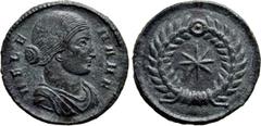 Roman Imperial Coins HELENA (Nobilissima femina, 306-324). Follis. Thessalonica. Obv: HELENA N F. Draped bust right. Rev: Star within wreath. RIC 50. Condition: Very fine, heavy cleaning marks. Weight