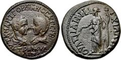Roman Provincial Coins THRACE. Anchialus. Gordian III, with Tranquillina (238-244). Ae. Obv: AVT K M ANT ΓΟΡΔΙΑΝΟC AVΓ CEB / TPANKVΛΛINA. Laureate, draped and cuirassed bust of Gordian and draped bust