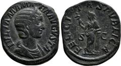 Roman Imperial Coins JULIA MAMAEA (Augusta, 222-235). Sestertius. Rome. Obv: IVLIA MAMAEA AVGVSTA. Draped bust right, wearing stephane. Rev: FELICITAS PVBLICA / S - C. Felicitas standing left, holding