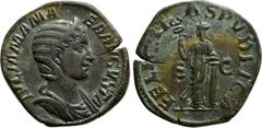 Roman Imperial Coins JULIA MAMAEA (Augusta, 222-235). Sestertius. Rome. Obv: IVLIA MAMAEA AVGVSTA. Draped bust right, wearing stephane. Rev: FELICITAS PVBLICA / S - C. Felicitas standing left, holding