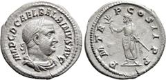 Roman Imperial Coins BALBINUS (238). Denarius. Rome. Obv: IMP C D CAEL BALBINVS AVG. Laureate, draped and cuirassed bust right. Rev: P M TR P COS II P P. Emperor standing left, holding branch and para
