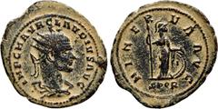 Roman Imperial Coins CLAUDIUS II GOTHICUS (268-270). Antoninianus. Smyrna. Obv: IMP C M AVR CLAVDIVS AVG. Radiate, draped and cuirassed bust right; pellet below. Rev: MINERVA AVG / SPQR. Minerva stand