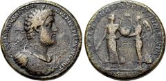 Roman Imperial Coins COMMODUS (177-192). Bimetallic Medallion. Rome. Obv: COMMODVS ANTONINVS PIVS FELIX AVG BRIT. Laureate, draped and cuirassed bust right. Rev: APOL PALATINO P M TR P XVI IMP VIII / 