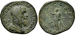 Roman Imperial Coins PUPIENUS (238). Sestertius. Rome. Obv: IMP CAES M CLOD PVPIENVS AVG. Laureate, draped and cuirassed bust right. Rev: P M TR P COS II P P / S - C. Pupienus standing left, holding b
