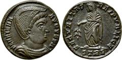 Roman Imperial Coins HELENA (Augusta, 324-328/30). Follis. Treveri. Obv: FL HELENA AVGVSTA. Diademed and draped bust right. Rev: SECVRITAS REIPVBLICE / STRE. Securitas standing left, holding branch an