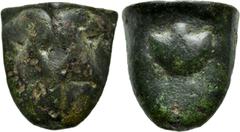 Greek Coins SICILY. Akragas. Cast Tetras or Trionkion (Circa 450-440 BC). Obv: Two eagle foreparts back-to-back. Rev: Crab; three pellets (mark of value) on base. Westermark 2; CNS 6; HGC 2, 127. Cond
