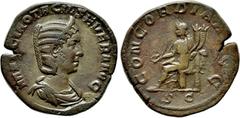 Roman Imperial Coins OTACILIA SEVERA (Augusta, 244-249). Sestertius. Rome. Obv: MARCIA OTACIL SEVERA AVG. Draped bust right, wearing stephane. Rev: CONCORDIA AVGG / S C. Concordia seated left on thron
