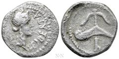 Roman Republican Coins M. JUNIUS BRUTUS (42 BC). Quinarius. Military mint traveling with Brutus and Cassius in western Asia Minor or northern Greece. Obv: LEIBERTAS. Diademed head of Libertas left. Re