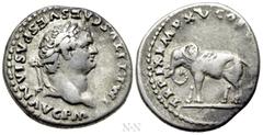 Roman Imperial Coins TITUS (79-81). Denarius. Rome. Obv: IMP TITVS CAES VESPASIAN AVG P M. Laureate head right. Rev: TR P IX IMP XV COS VIII P P. Elephant advancing left. RIC² 115. Condition: Very fin