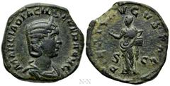 Roman Imperial Coins OTACILIA SEVERA (Augusta, 244-249). Sestertius. Rome. Obv: MARCIA OTACIL SEVERA AVG. Draped bust right, wearing stephane. Rev: PIETAS AVGVSTAE / S - C. Pietas standing left, raisi