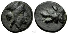 Greek Coins ARGOLIS. Argos. Ae (4th-3rd centuries BC). Obv: Head of Hera right, wearing polos. Rev: Head of wolf left. BCD Peloponnesos 1120 var. (head of Hera left); HGC 5, 711 var. (same). Condition