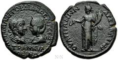 Roman Provincial Coins THRACE. Anchialus. Gordian III, with Tranquillina (238-244). Ae. Obv: AVT K M ANT ΓOPΔIANOC AVΓ CЄB / TPANKVΛΛEINA. Draped busts of Gordian, laureate and cuirassed, and Tranquil