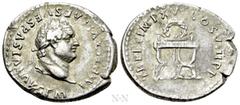 Roman Imperial Coins TITUS (79-81). Denarius. Rome. Obv: IMP TITVS CAES VESPASIAN AVG P M. Laureate head right. Rev: TR P IX IMP XV COS VIII P P. Curule chair surmounted by wreath. RIC² 108. Condition