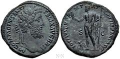 Roman Imperial Coins COMMODUS (177-192). Sestertius. Rome. Obv: M COMMODVS ANT P FELIX AVG BRIT. Laureate head right. Rev: IOVI IVVENI P M TR P XIIII IMP VIII COS V P P. Jupiter standing left, holding