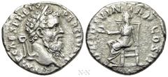 Roman Imperial Coins PERTINAX (193). Denarius. Rome. Obv: IMP CAES P HELV PERTIN AVG. Laureate head right. Rev: OPI DIVIN TR P COS II. Ops seated left on throne, holding grain ears. RIC 8a. Condition: