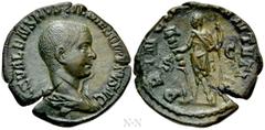 Roman Imperial Coins HOSTILIAN (Caesar, 250-251). Sestertius. Rome. Obv: C VALENS HOSTIL MES QVINTVS N C. Bare-headed and draped bust right. Rev: PRINCIPI IVVENTVTIS / S - C. Hostilian standing left, 