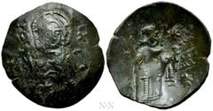 Medieval Coins BULGARIA. Second Empire. Konstantin I Asen (1257-1277). Ae Trachy. Obv: IC - XC. Nimbate bust of Chris facing, raising hand in benediction. Rev: Konstantin standing facing, holding scep