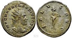 Roman Imperial Coins CLAUDIUS II GOTHICUS (268-270). Antoninianus. Smyrna. Obv: IMP C M AVR CLAVDIVS AVG. Radiate, draped and cuirassed bust right. Rev: SALVS AVG / SPQR. Salus standing right, feeding