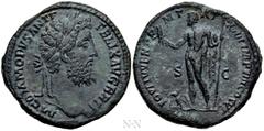 Roman Imperial Coins COMMODUS (177-192). Sestertius. Rome. Obv: M COMMODVS ANT P FELIX AVG BRIT. Laureate head right. Rev: IOVI IVVENI P M TR P XIIII IMP VIII COS V P P. Jupiter standing left, holding