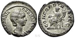 Roman Imperial Coins ORBIANA (Augusta, 225-227). Denarius. Rome. Obv: SALL BARBIA ORBIANA AVG. Draped bust right, wearing stephane. Rev: CONCORDIA AVGG. Concordia seated left on throne, holding patera