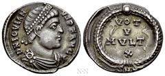 Roman Imperial Coins JOVIAN (363-364). Siliqua. Nicomedia. Obv: D N IOVIANVS P F AVG. Diademed, draped and cuirassed bust right. Rev: VOT / V / MVLT / X. Legend in four lines within wreath; SMN. RIC 1