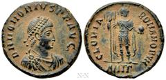 Roman Imperial Coins HONORIUS (393-423). Ae. Antioch. Obv: D N HONORIUS P F AVG. Pearl-diademed, draped and cuirassed bust right. Rev: GLORIA ROMANORVM / ANT Γ. Honorius standing facing, head right, h