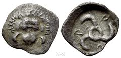 Greek Coins DYNASTS OF LYCIA. Aruwatijesi (Circa 400-370 BC). 1/12 Stater. Zagaba. Obv: Facing scalp of lion. Rev: Triskeles; Z (mint mark) in one section; all within incuse circle. Müseler VII 65; Tr