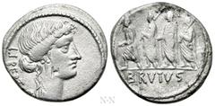 Roman Republican Coins Q. SERVILIUS CAEPIO (M. JUNIUS) BRUTUS. Denarius (54 BC). Rome. Obv: LIBERTAS. Head of Libertas right. Rev: BRVTVS. The consul L. Junius Brutus advancing left between two lictor