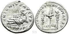 Roman Imperial Coins MARCUS AURELIUS & LUCIUS VERUS (161-169). Denarius. Restitution issue for Mark Antony. Rome. Obv: ANTONIVS AVGVR / III VIR R P C. Galley left. Rev: ANTONINVS ET VERVS AVG REST / L