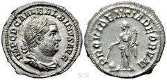 Roman Imperial Coins BALBINUS (238). Denarius. Rome. Obv: IMP C D CAE L BALBINVS AVG. Laureate, draped and cuirassed bust right. Rev: PROVIDENTIA DEORVM. Providentia standing left, holding cornucopia 