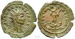 Roman Imperial Coins CLAUDIUS II GOTHICUS (268-270). Antoninianus. Cyzicus. Obv: IMP CLAVDIVS P F AVG. Radiate head right. Rev: VICTORIAE GOTHIC. Trophy of arms; bound captive seated to left and right