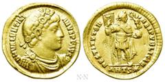 Roman Imperial Coins VALENS (364-378). GOLD Solidus. Antioch. Obv: D N VALENS PER F AVG. Rosette-diademed, draped and cuirassed bust right. Rev: RESTITVTOR REIPVBLICAE / ANTS (star). Valentinian stand