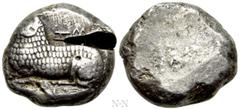 Greek Coins CYPRUS. Salamis. Phausis ? (Circa 480-460 BC). Stater. Obv: Recumbent ram left; Cypriot legend above and below. Rev: [Ankh within incuse square]. Cf. Zapiti & Michaelidou 12. Condition: Ve