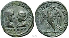 Roman Provincial Coins THRACE. Anchialus. Gordian III, with Tranquillina (238-244). Ae. Obv: AVT K M ANT ΓΟΡΔΙΑΝΟC AVΓ CAB / TRANKVΛΛINA. Draped busts of Gordian, laureate and cuirassed, and Tranquill